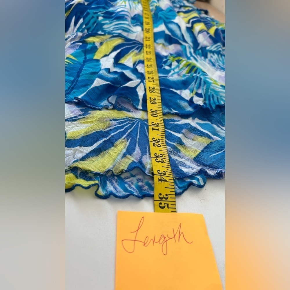 NWOT LIFE STYLE TROPICAL HI/LOW SKIRT. SMOCKED WAIST, BUTTON DETAILING Sz. M - Picture 7 of 7